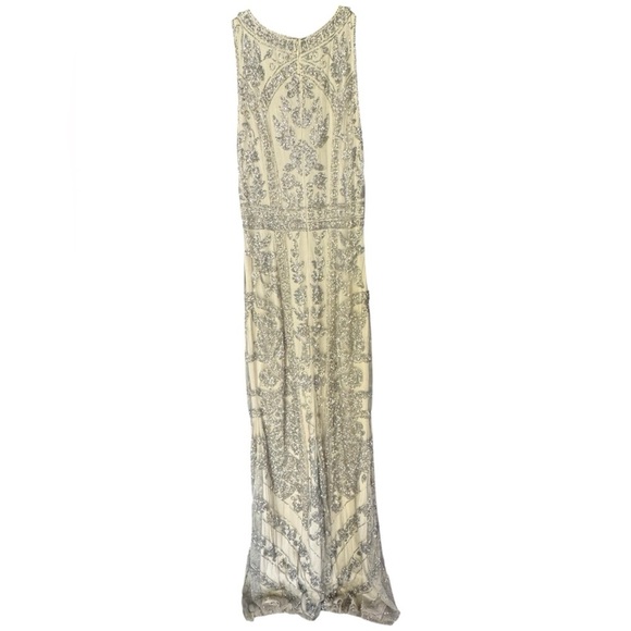 Theia Silver Patterned Cream Maxi Dress - Picture 5 of 6